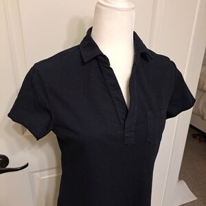Frank & Eileen Lauren Polo Dress Womens Small Black Short Sleeve Knee Length